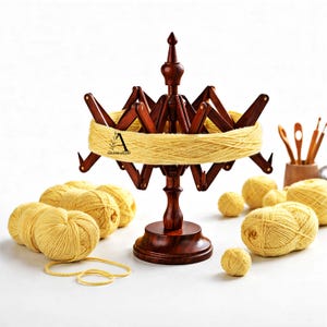 Handmade Wooden Table Top Yarn Swift: Knitting & Crochet Winder