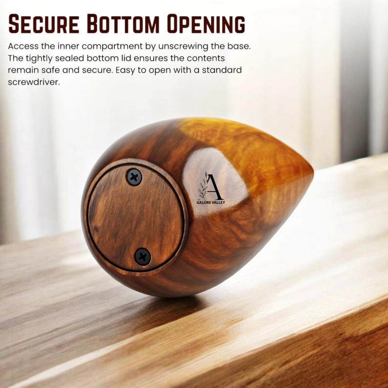 Urna decorativa cónica de madera: recuerdo conmemorativo personalizado para cenizas. imagen 11