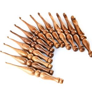 Wooden Ergonomic Crochet Hooks 3.5 MM to 16 MM, Set of 13 Yarn Crochet Hooks | Wooden Stand For Hooks | Mother&#39;s Day Gift