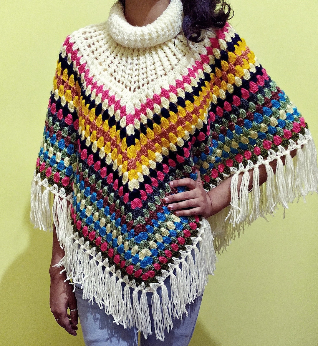 Knitted Poncho Pochu Winter Wear Women Winter Ponchu Woolen Poncho