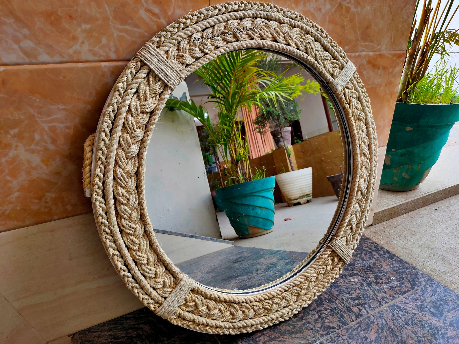 Round Wall Mounted White Rope Mirror Coastal themed Bathroom | Etsy
