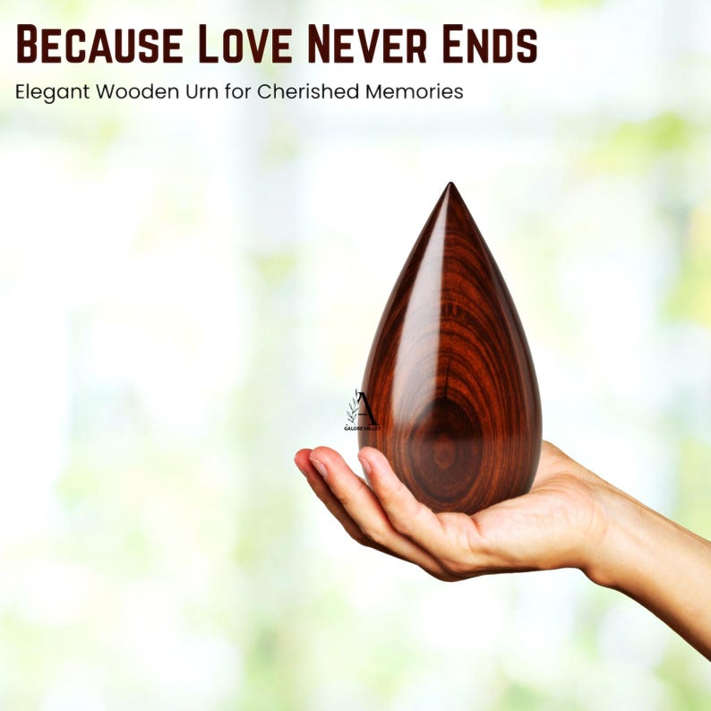 Urna decorativa cónica de madera: recuerdo conmemorativo personalizado para cenizas. imagen 10