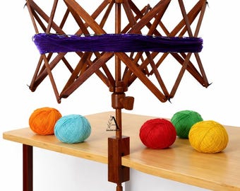Hand Operated Wooden Yarn Swift Winder: Skein Holder Umbrella