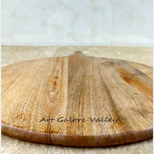 Mango Wood Chopping Board, Cheese Board, Cutting Board, Serving Platter, Wooden Serving Tray, Round Block. Solid Wood Cutting Board image 7