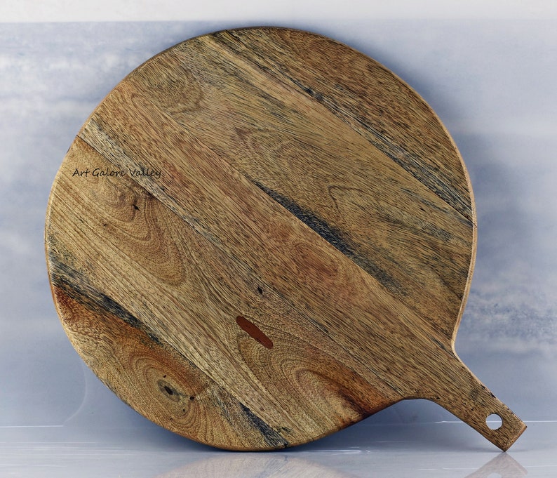 Mango Wood Chopping Board, Cheese Board, Cutting Board, Serving Platter, Wooden Serving Tray, Round Block. Solid Wood Cutting Board image 9