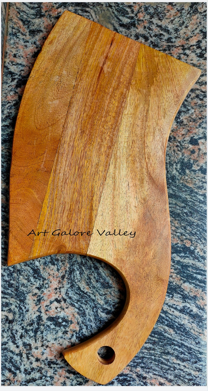Mango Wood Chopping Board, Cheese Board, Cutting Board, Serving Platter, Wooden Serving Tray, Round Block. Solid Wood Cutting Board image 6
