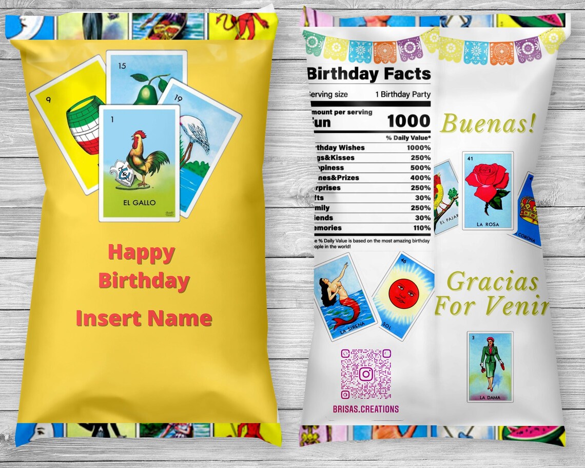 Loteria Theme Chip Bags Mexican Fiesta Chip Bag Loteria Chip Etsy Hong Kong
