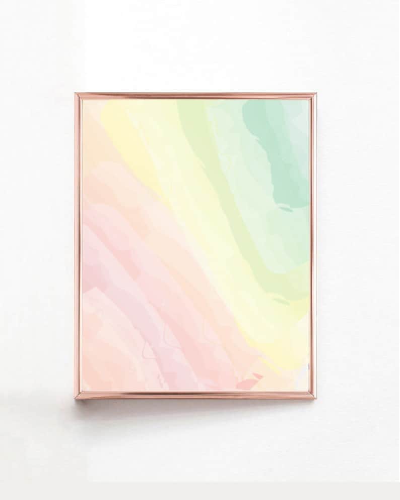Printable Wall Art Rainbow Bedroom Wall Art Abstract Wall Etsy
