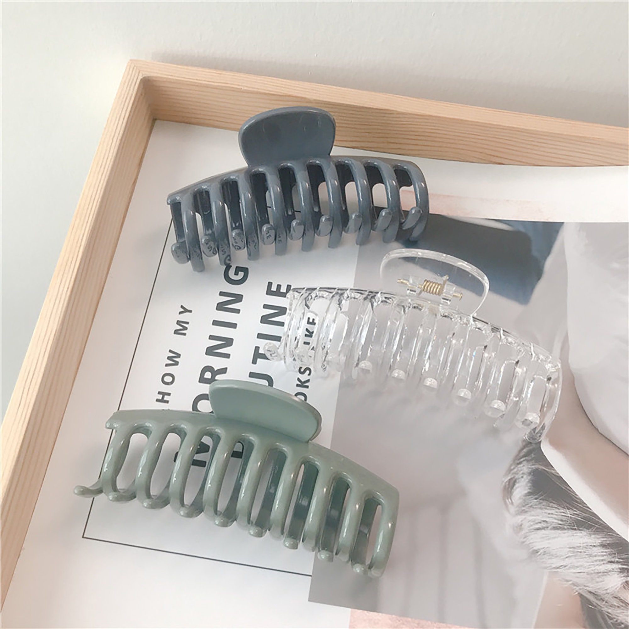 Simple And Trendy Acrylic Gripping Clips Morandi Color Keel Etsy