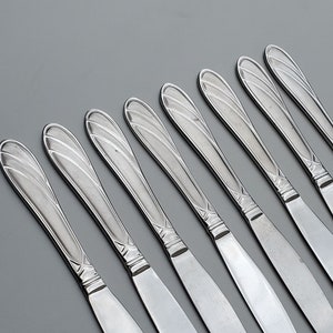Pfaltzgraff Stainless PFF38 Pattern - Set of 8 Dinner Knives - Frosted Handle Design - 9&quot; - Mid Century Design