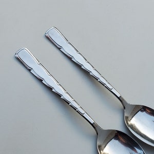 Reed and Barton Stainless Rebacraft Swagger Pattern - Set of 2 Large Oval Serving Spoons - Glossy Finish - AKA Fantasia - Korea - 8.75&quot;