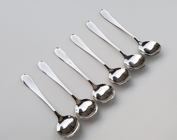 Glossy Stainless Gumbo Soup Spoons Set of 8 Soup Spoons Round Glossy