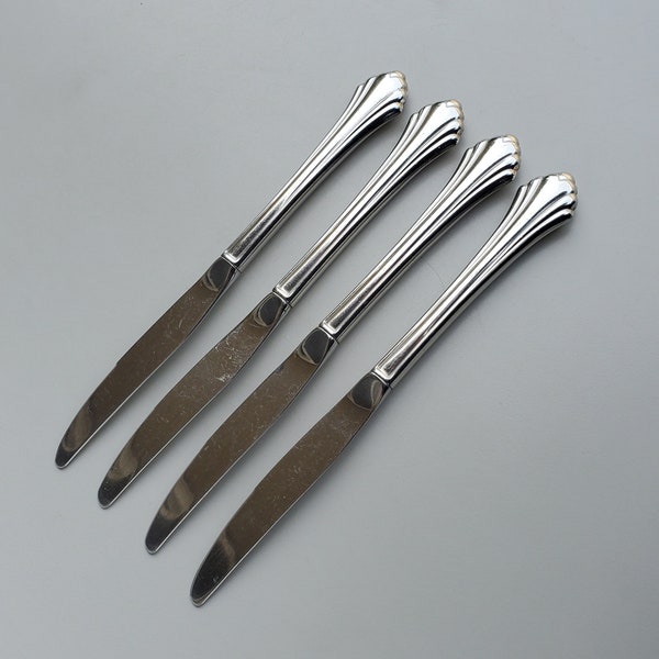 Oneida Stainless Bancroft Pattern - Set of 4 Dinner Knives - Glossy Finish - AKA Fortune - MCM - 9.125'