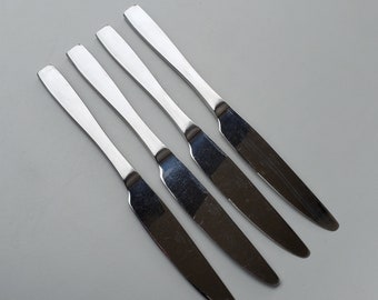 Mikasa Stainless Delano Pattern - Set of 4 Dinner Knives - Glossy Finish - MCM Design - 9.25"