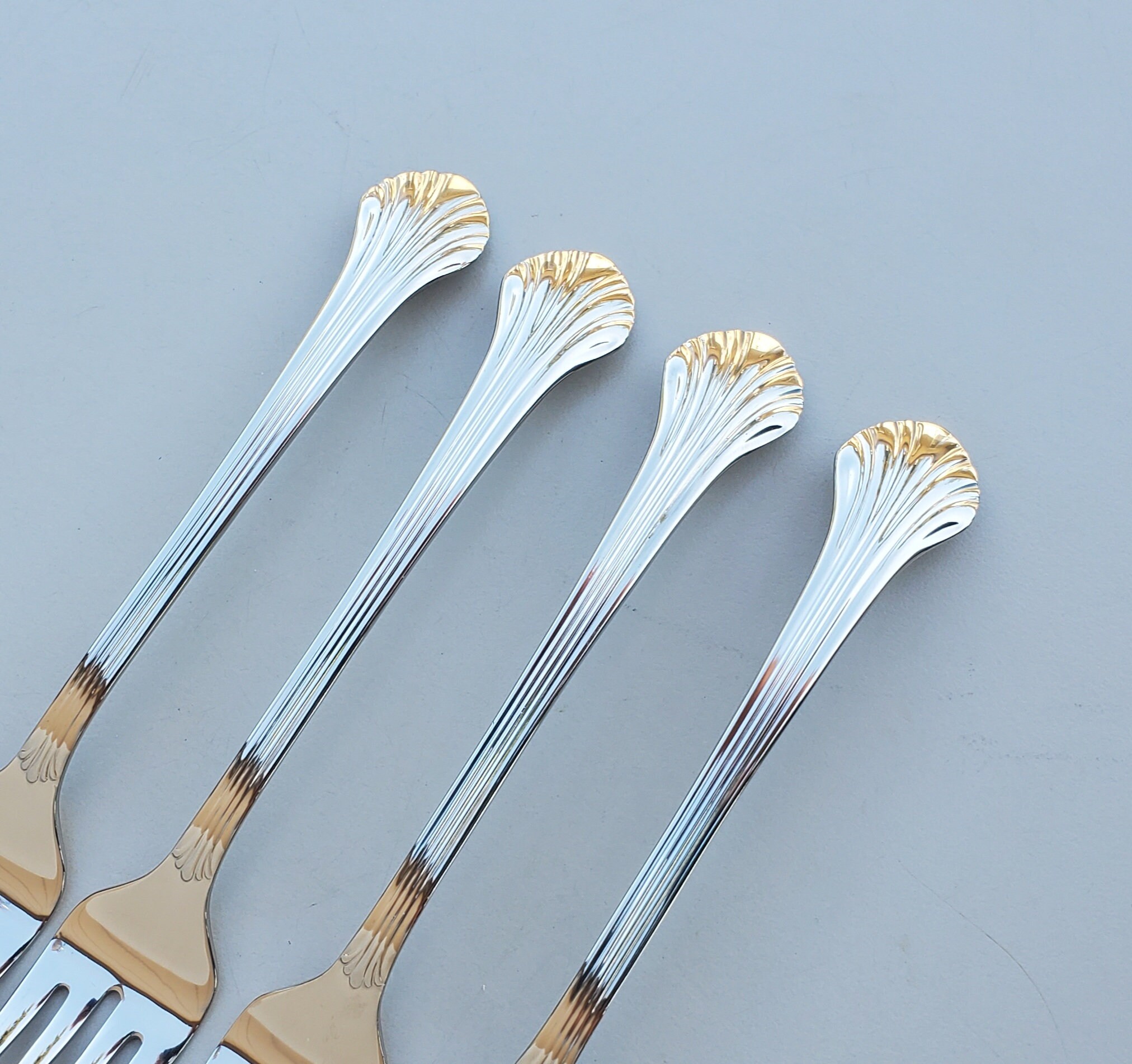 Gorham 18/8 Stainless Quintette Pattern Set of 4 Salad Forks Glossy