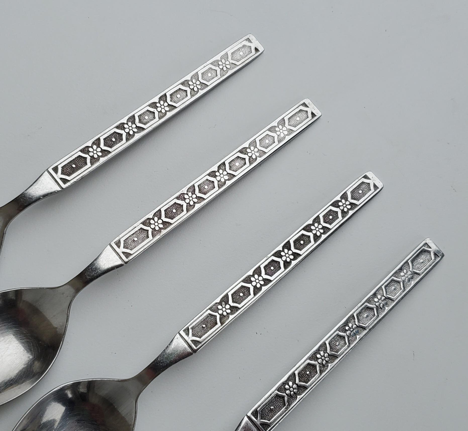 National Stainless NST72 Pattern - Set of 4 Teaspoons - Hexagon