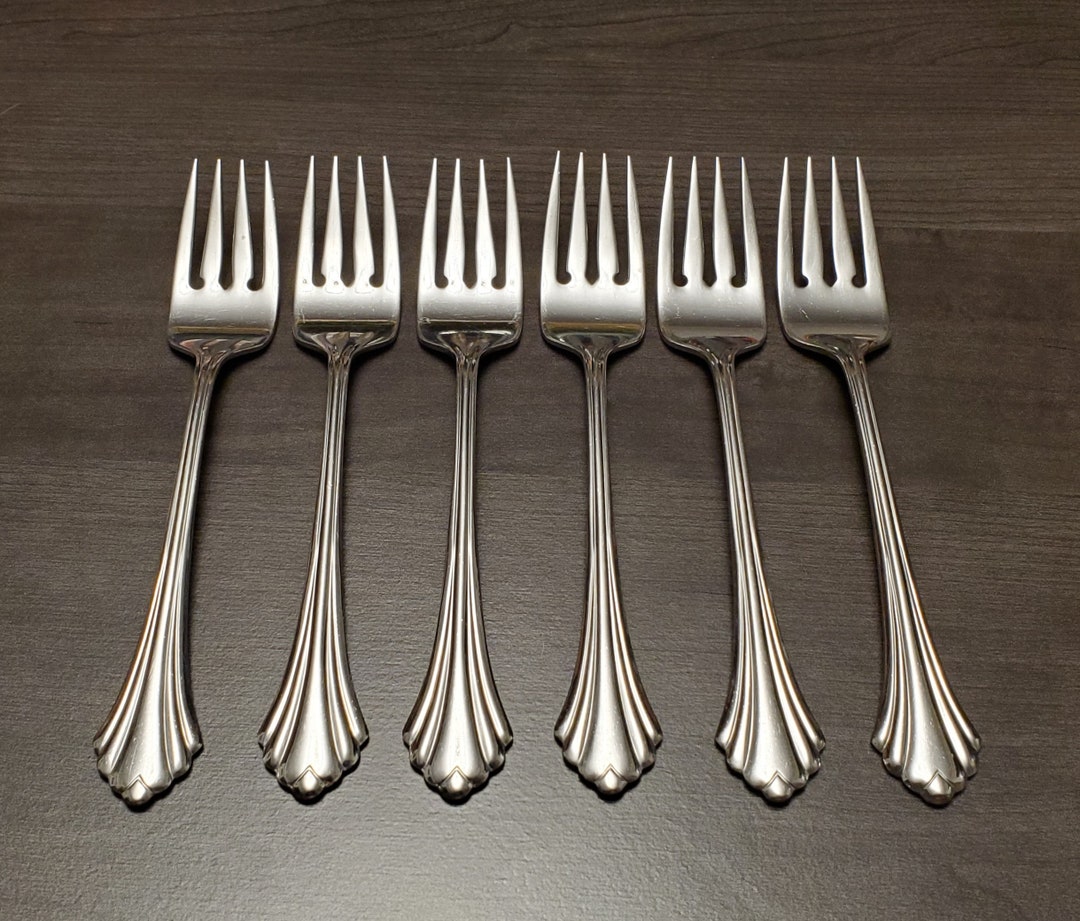 Oneida Bancroft 18/8 Stainless Set of 6 Salad Forks Glossy Finish MCM 6