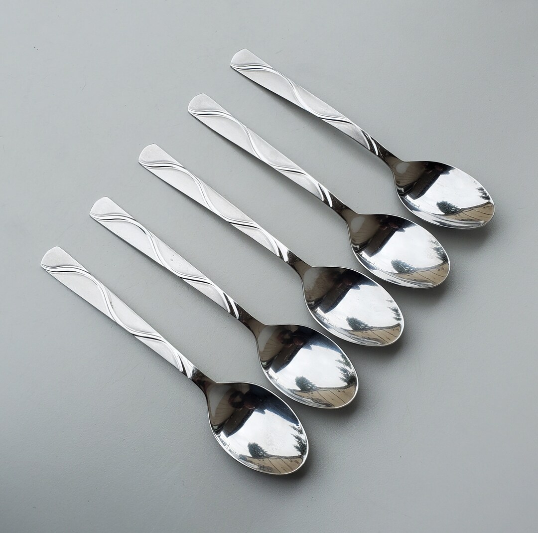 Cambridge Silver Crescent Flatware - Stainless Steel, Frosted Handle & Glossy Bowl (2004-2008)