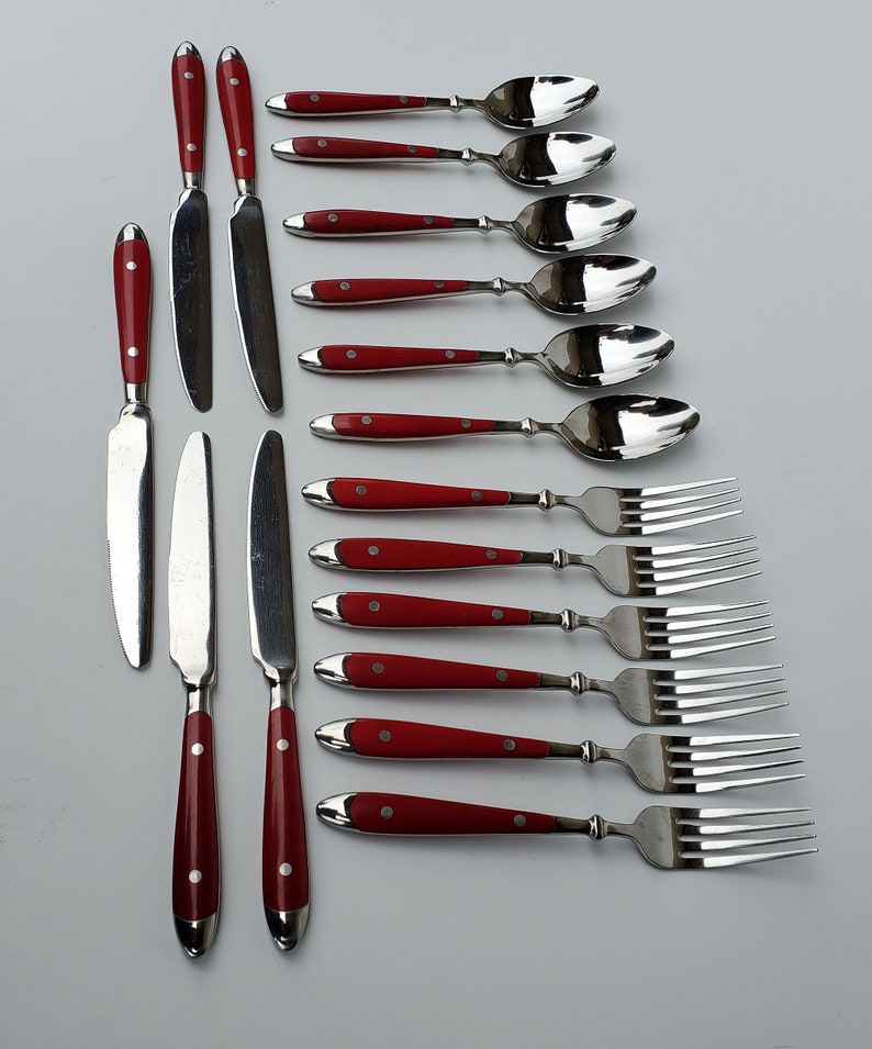 Towle Gourmet Red Supreme Cutlery Stainless Flatware Set of 17 Etsy