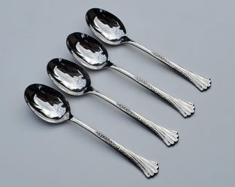 Oneida Spring Glen Soup Spoons (Set of 4) - Floral Handle Design