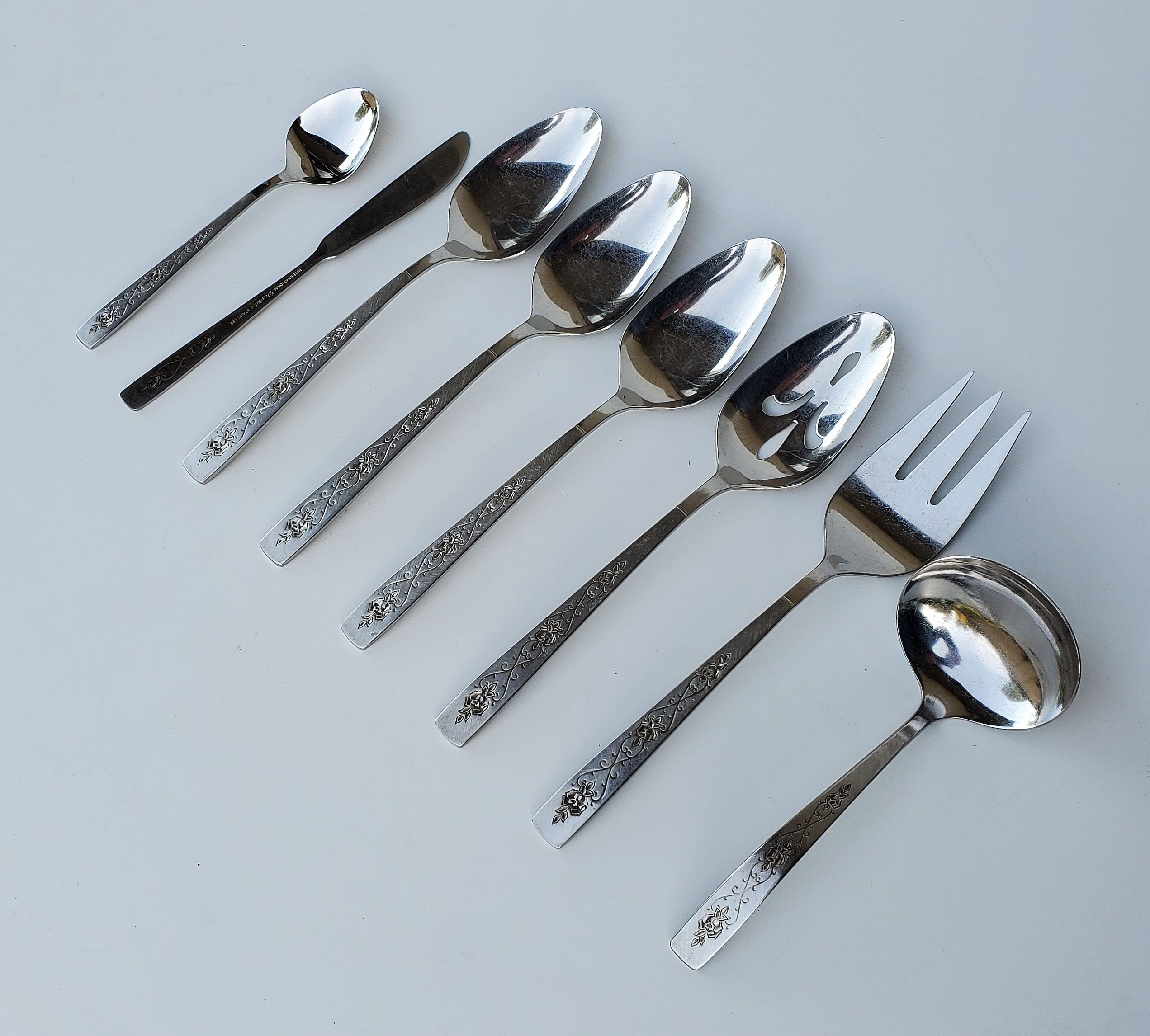 International Decorator Rose Lace Pattern Stainless Mixed Lot of 8