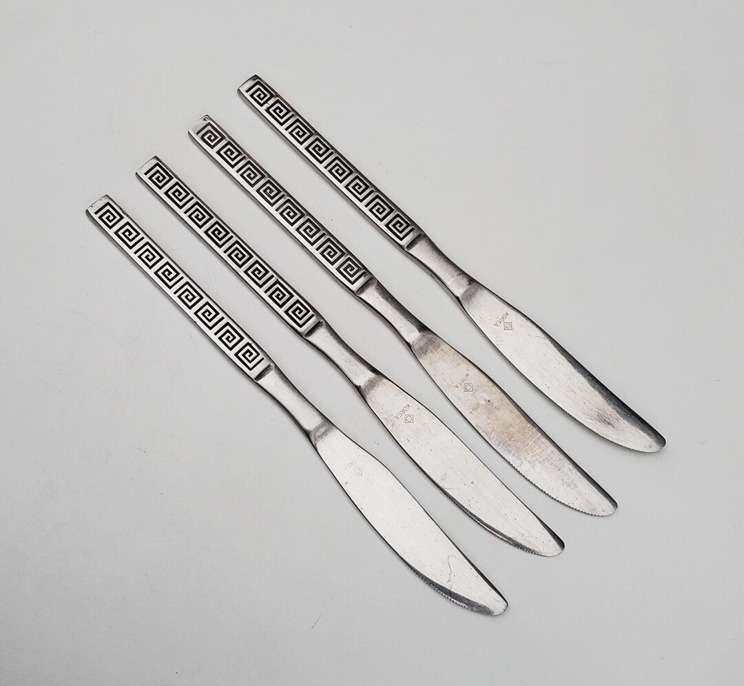 Oneida Northland Stainless Zorba Pattern Set of 4 Dinner Knives Glossy ...