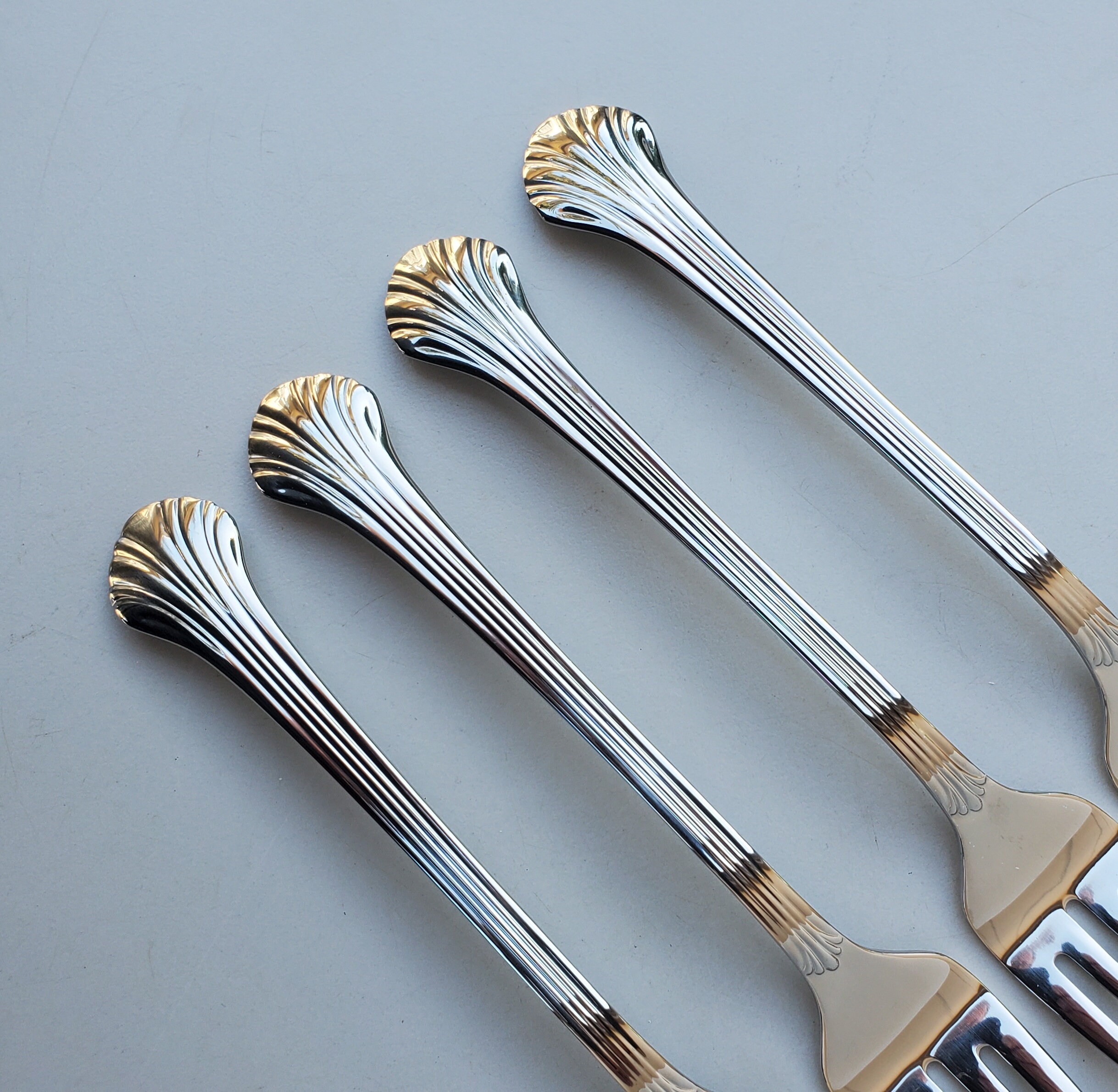 Gorham 18/8 Stainless Quintette Pattern Set of 4 Salad Forks Glossy
