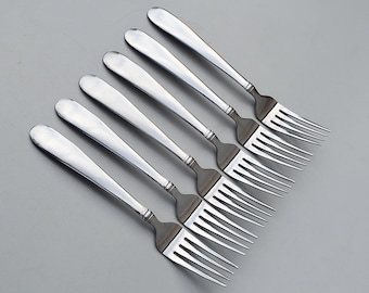 Towle Stainless Ariel Satin Pattern - Set of 6 Salad Forks - Satin Handle Finish - 7.375"