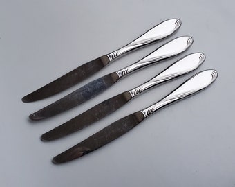 Oneida Camber Cresta Windswept Scroll Pattern - Set of 4 Dinner Knives - Glossy Finish - MCM - 9.25"