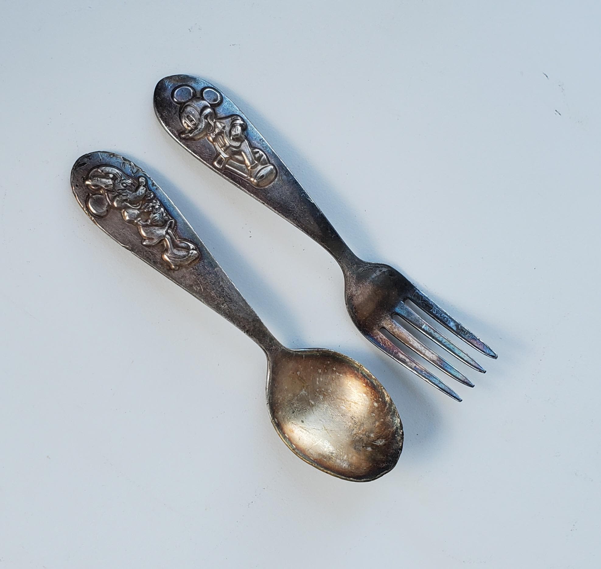 絵画　ミッキー＋ミニー 恋人達の銀食器 / Lover's silverware Disney Children's Stainless Steel Spoon and Fork - Walt