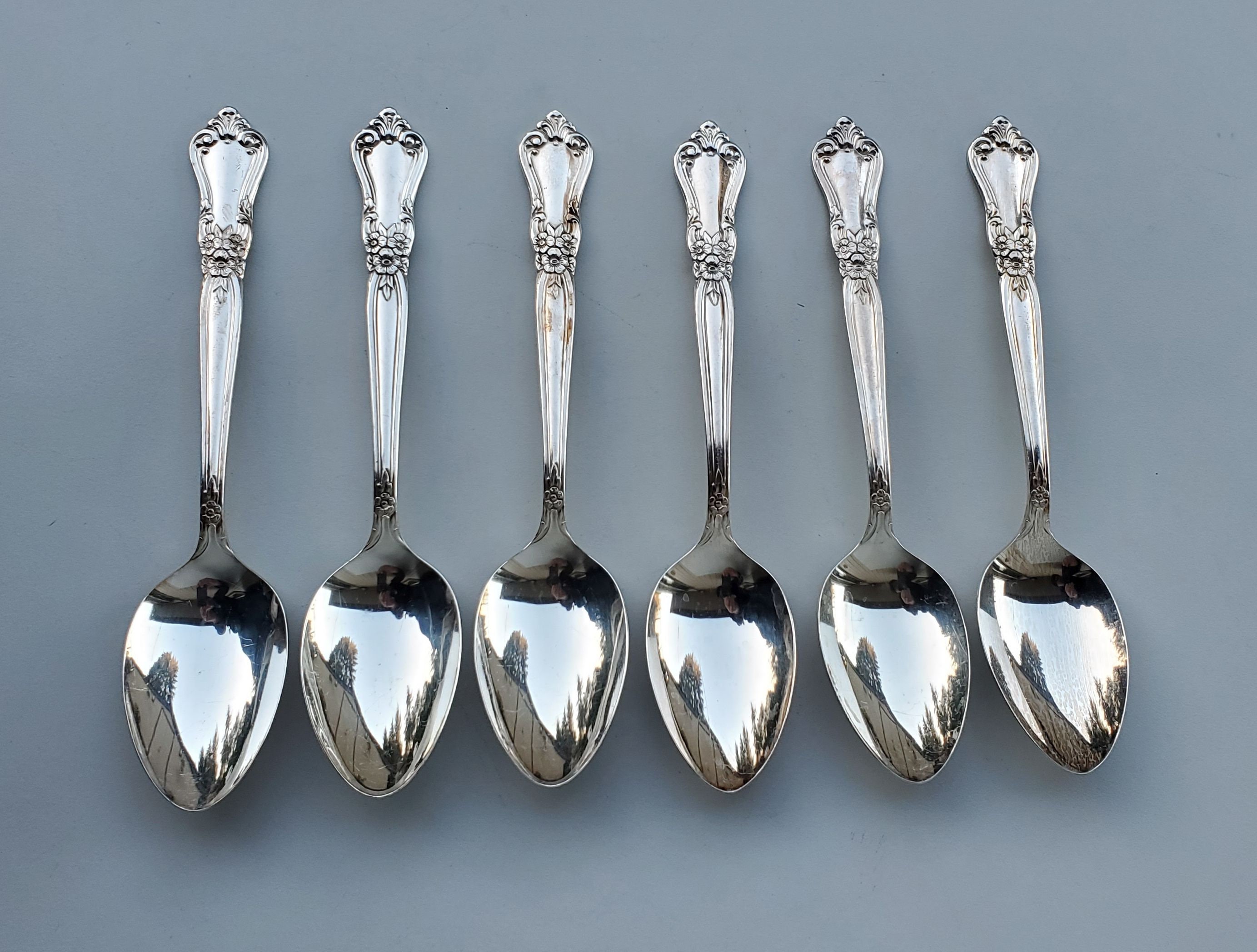 Oneida Wm A Rogers Silverplate Valley Rose Pattern - Set of 6 Soup ...