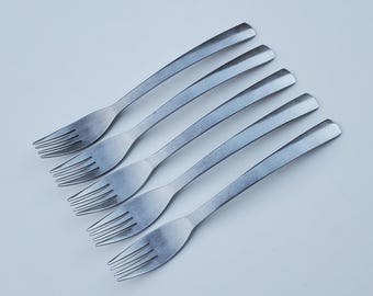 Dash of That Stainless Flatware Harper Pattern - Set of 5 Dinner Forks - Arched Handle Design - 8.25"