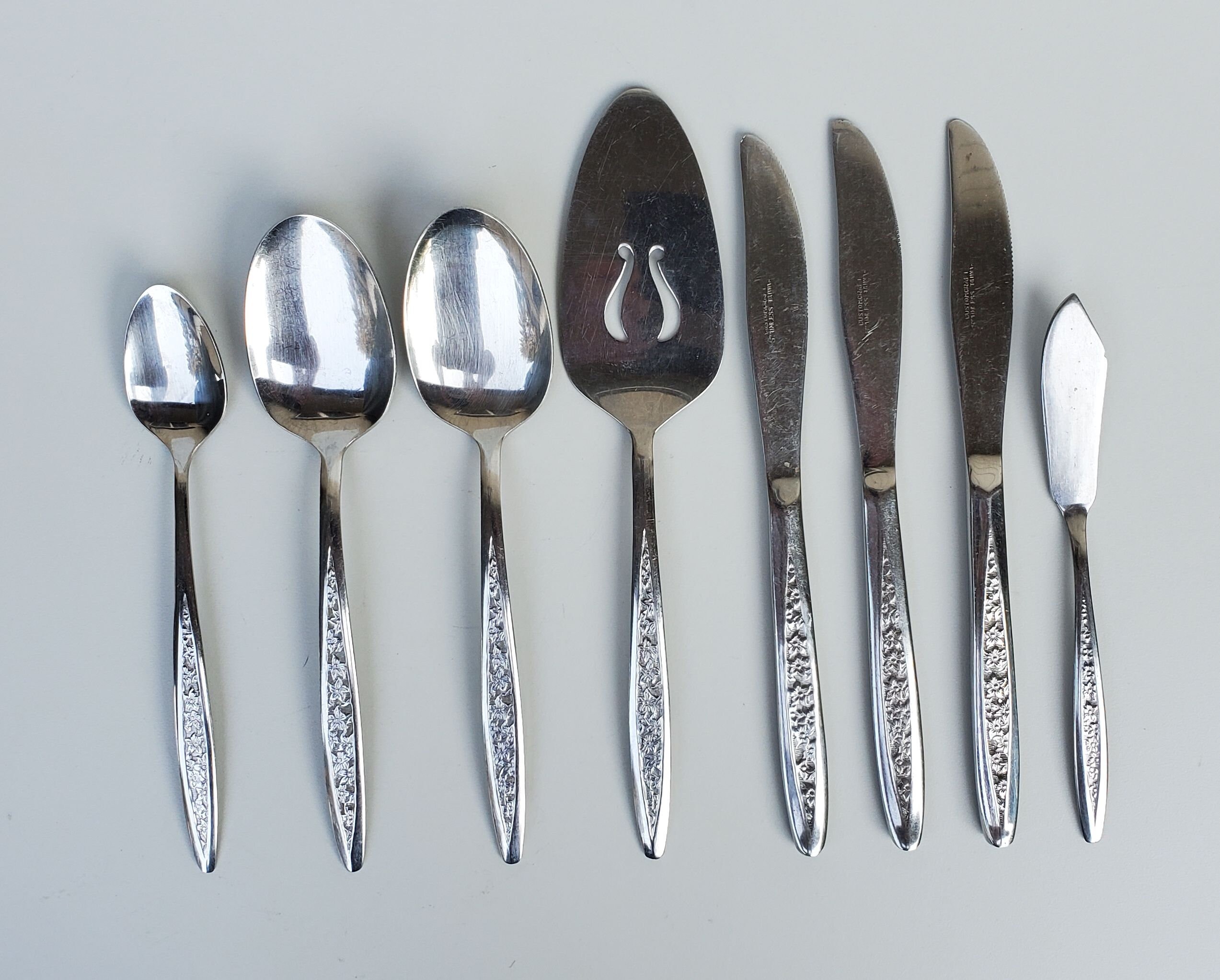 Customecraft Stainless CUS 5 Pattern - Mixed Lot of 8 Pieces - Floral ...