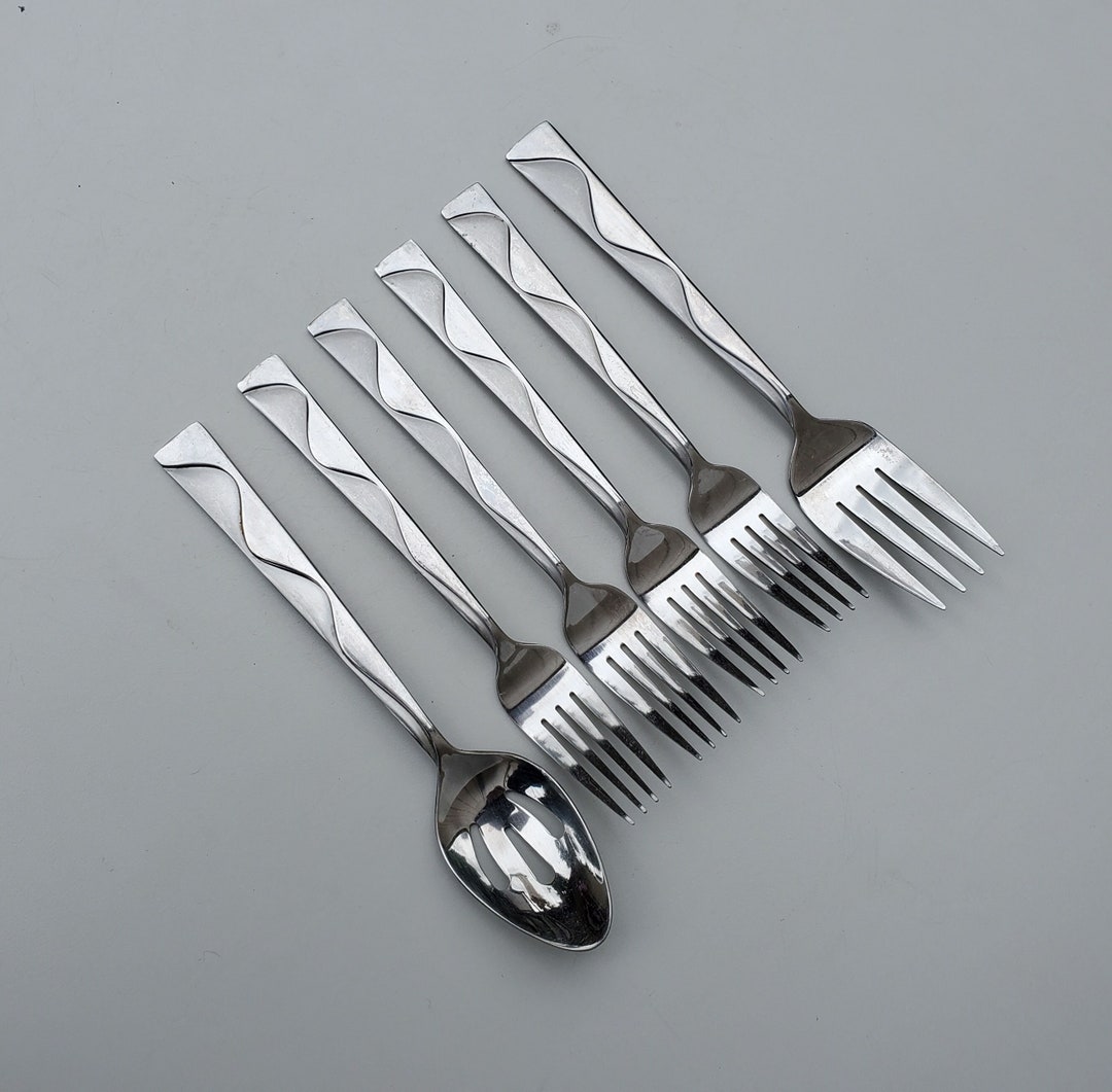 Jcpenney Stainless Flatware JAZZ Pattern Mixed Lot of 6 Pieces 4 Dinner