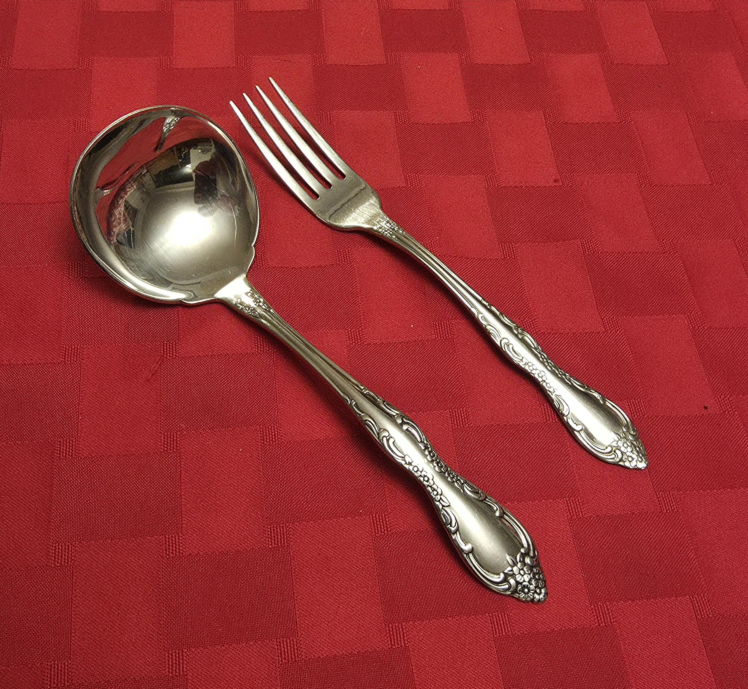 オネイダ ONEIDA スプーン ＆ フォーク スターリングシルバー 銀製 Oneida SSS Stainless Bourbon AKA Hapsburg Pattern - 2pc Set