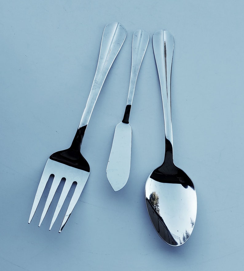 Pfaltzgraff Everyday Simplicity Pattern 18/0 Stainless Set of 3 Serving Pieces Glossy Finish