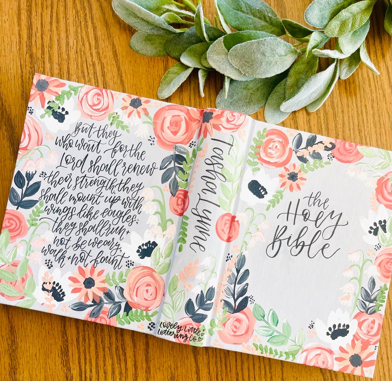 Custom Hand Painted Journaling Bible Etsy