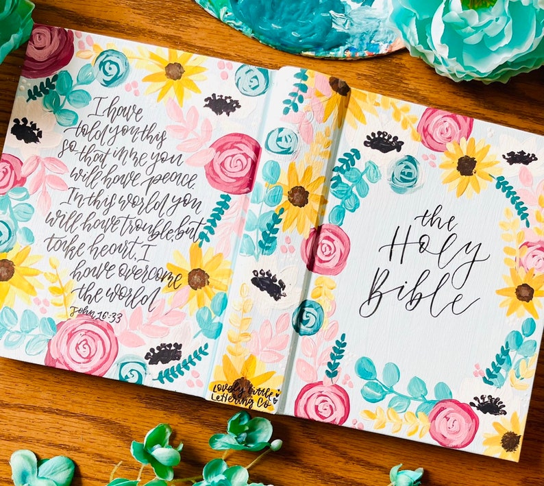Custom Hand Painted Journaling Bible Etsy