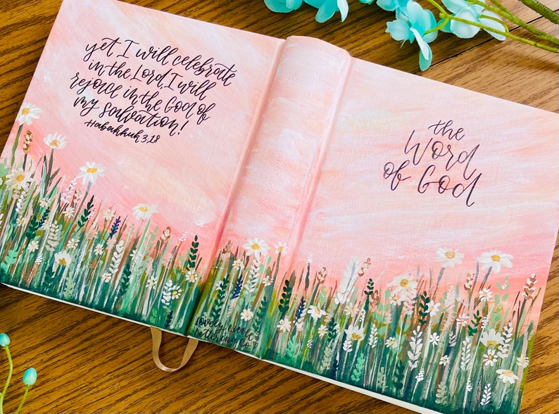 Custom Hand Painted Journaling Bible Etsy