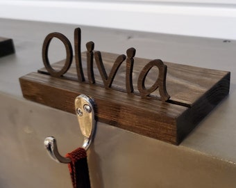 Personalized wood Stocking Holder/Laser cut name/Mantel decor/wood stocking holder/light weight capacity