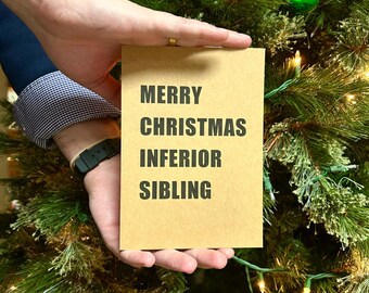 Merry Christmas Inferior Sibling Holiday/Christmas Greeting Card, Wreath, Thyme, Cost