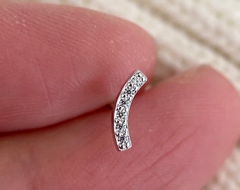 Puce d'oreille barre en argent s925 dorée minimaliste-PRIX À LA PIECE-clou d'oreille or blanc - boucle d'oreille pierre blanche zircon