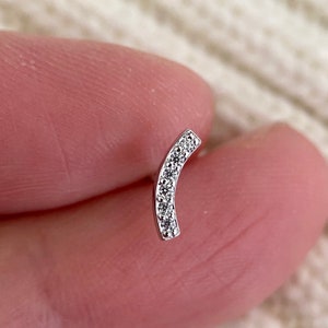 Minimalist golden s925 silver bar stud earring - PRICE PER PIECE - white gold ear stud - white zircon stone earring