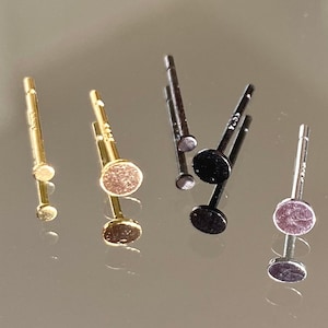 Minimalist golden s925 silver ear stud - PRICE PER PIECE - black ear stud - silver piercing stud - gold cartilage earring