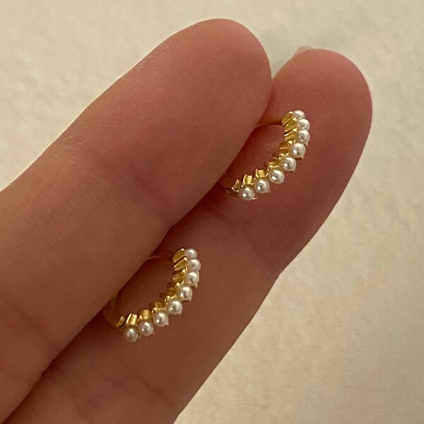 S925 silver earrings-gold earrings-pearl earrings-huggie ears gold-pearl ear jewelry