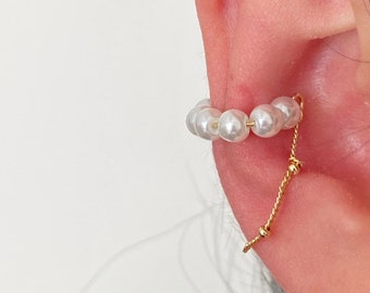 Boucle d'oreilles chaine argent s925 minimaliste-PRIX À LA PIECE- manchette cartilage perle - bague oreille-ear cuff chaine