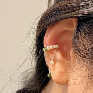 Ear cuff with double chain, sold individually, minimalist ear ring, silver chain ear cuff, faux piercing, gift for her