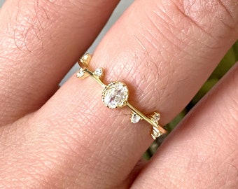 Bague En Argent Massif Et Or Avec Pierre De Lune - Taille 54, Occasion