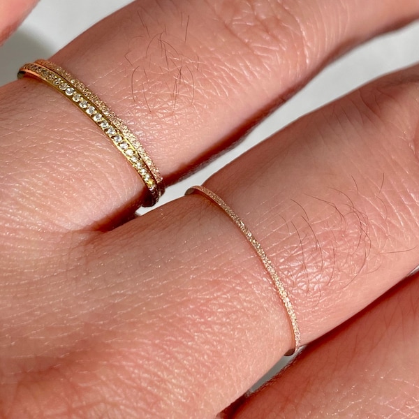 Very fine minimalist style rose gold stainless steel ring - stackable ring - articulation ring