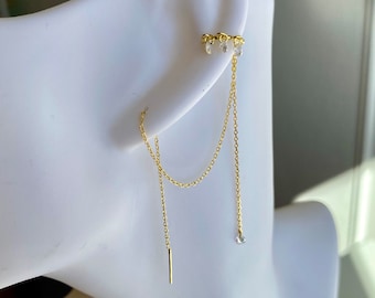 Minimalistischer Gold-Ohrring aus S925-Silber – À LA PIECE – Gold-Knorpel-Manschettenkette – Zirkon-Ohrring – Fake-Gold-Piercing – Ohr-Manschettenkette
